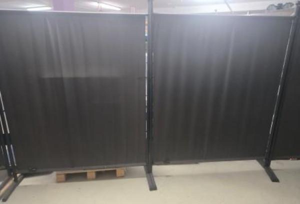 Paravent 150 x 190 cm Stoff Raumteiler Stellwand antrazit